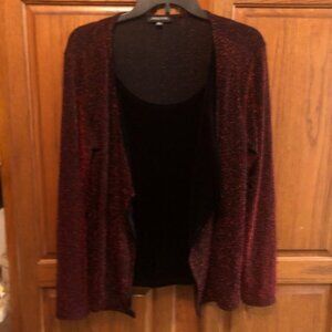 Notations Womens Red lame over black velvet faux jacket Size XL